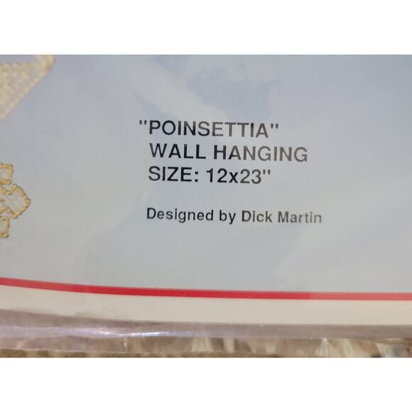 Bucilla Needlepoint Kit Plastic Canvas Poinsettia Wall Hanging #61070 Kit 12x23 - Picture 2 of 4